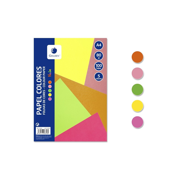 Papel colores surtidos fluorescentes A4 100 h.